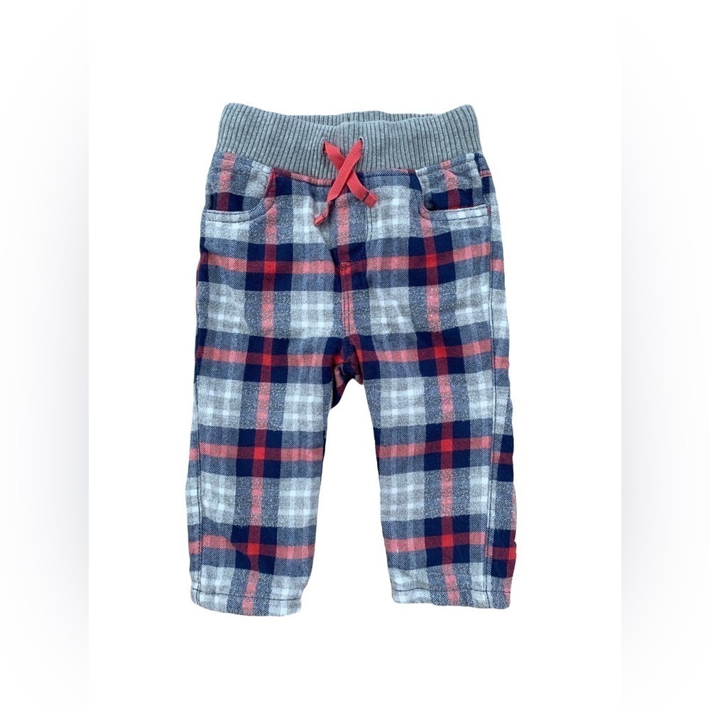 Baby Boden Size 12-18 Months Plaid Flannel Jersey Lined Pants